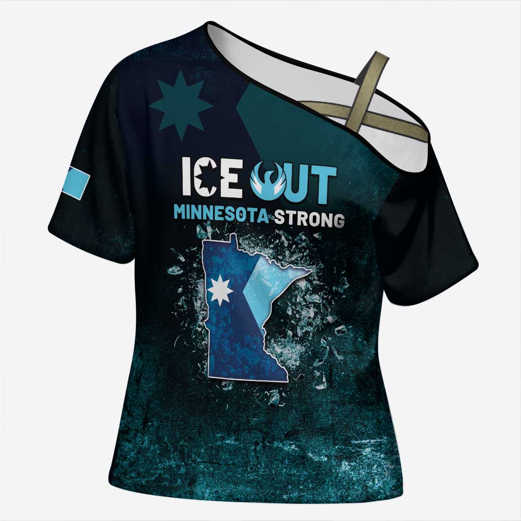 Personalized Ice Out Of Minnesota Cross Shoulder Shirt State Flag Justice Protest Resistance