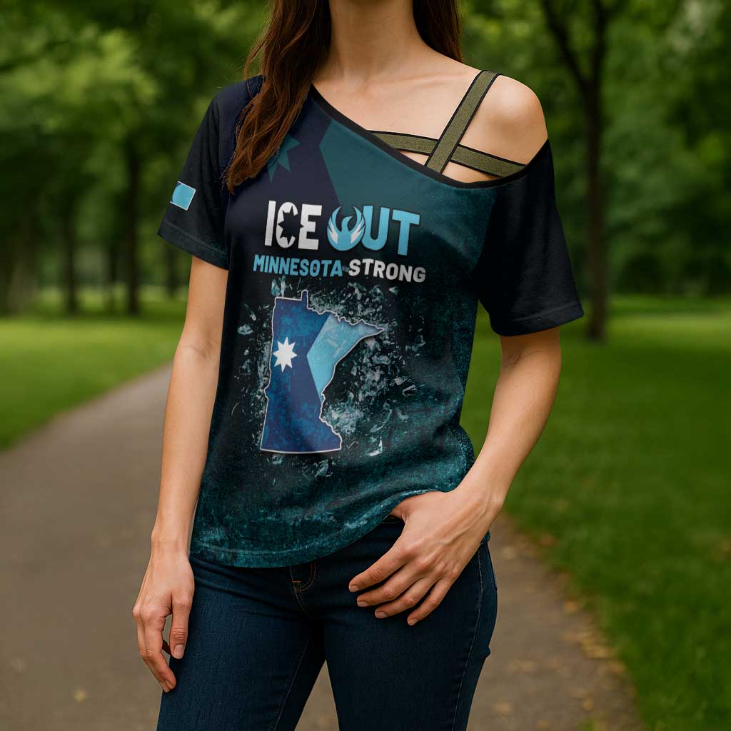 Personalized Ice Out Of Minnesota Cross Shoulder Shirt State Flag Justice Protest Resistance