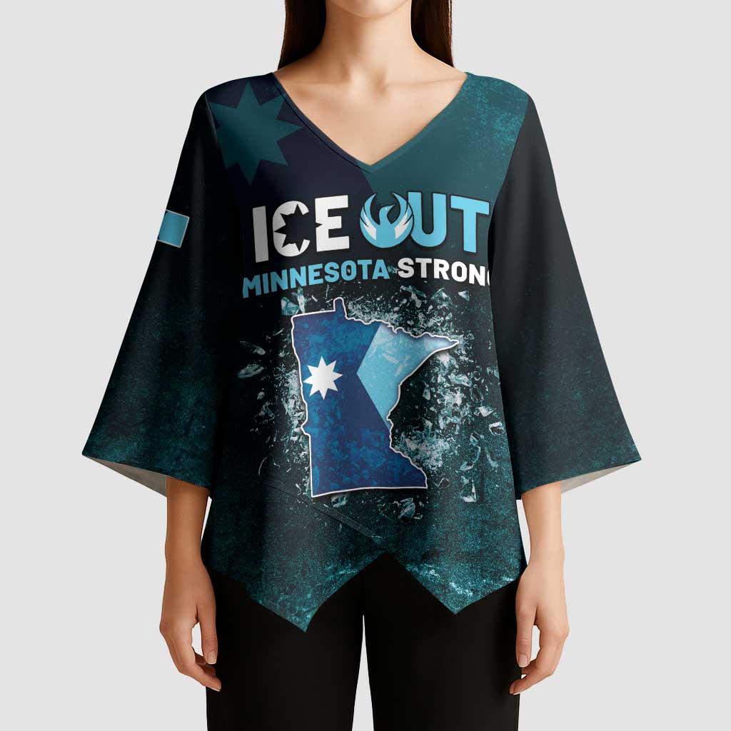 Personalized Ice Out Of Minnesota Kimono Sleeve Blouse State Flag Justice Protest Resistance