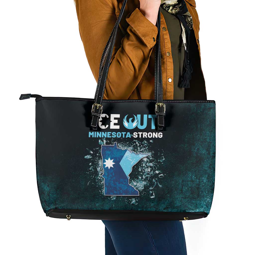 Ice Out Of Minnesota Leather Tote Bag State Flag Justice Protest Resistance