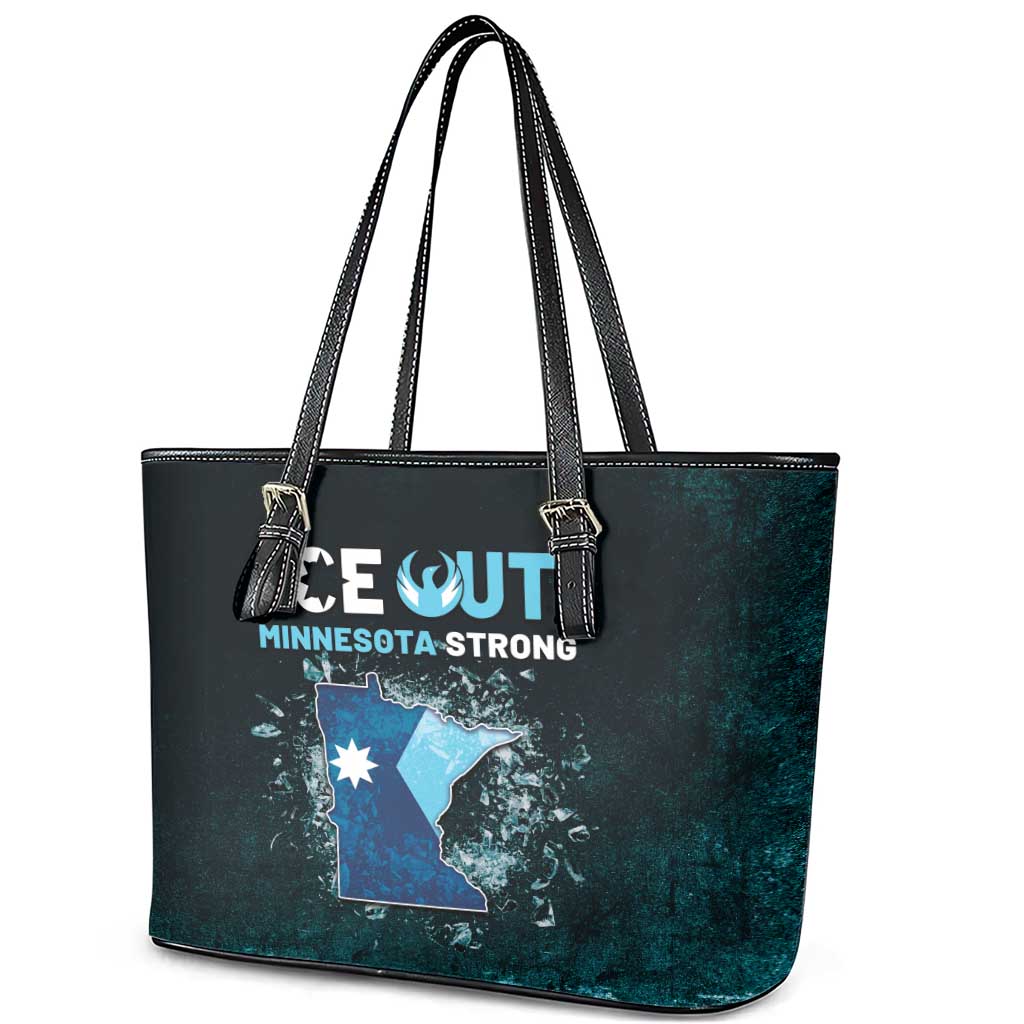 Ice Out Of Minnesota Leather Tote Bag State Flag Justice Protest Resistance
