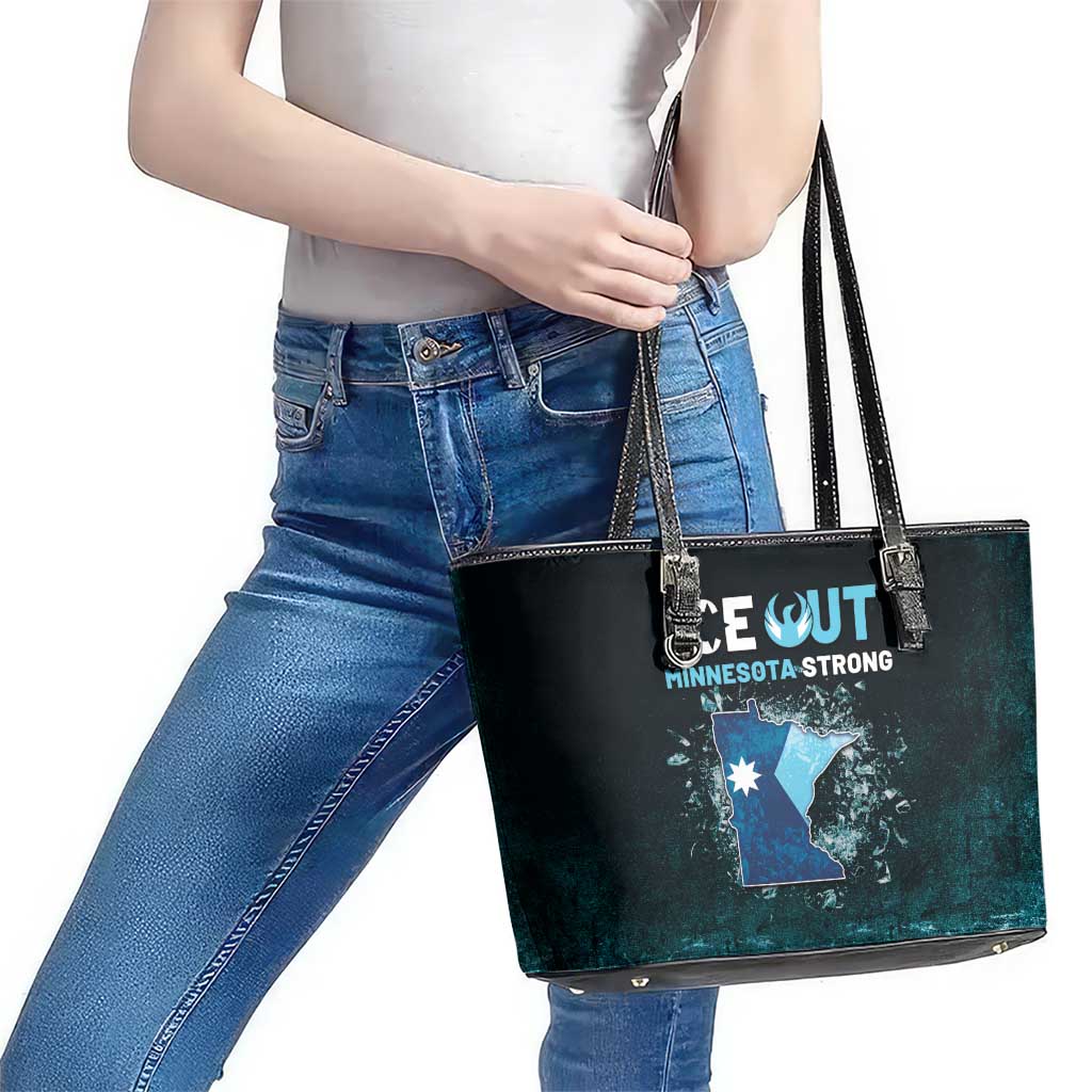 Ice Out Of Minnesota Leather Tote Bag State Flag Justice Protest Resistance