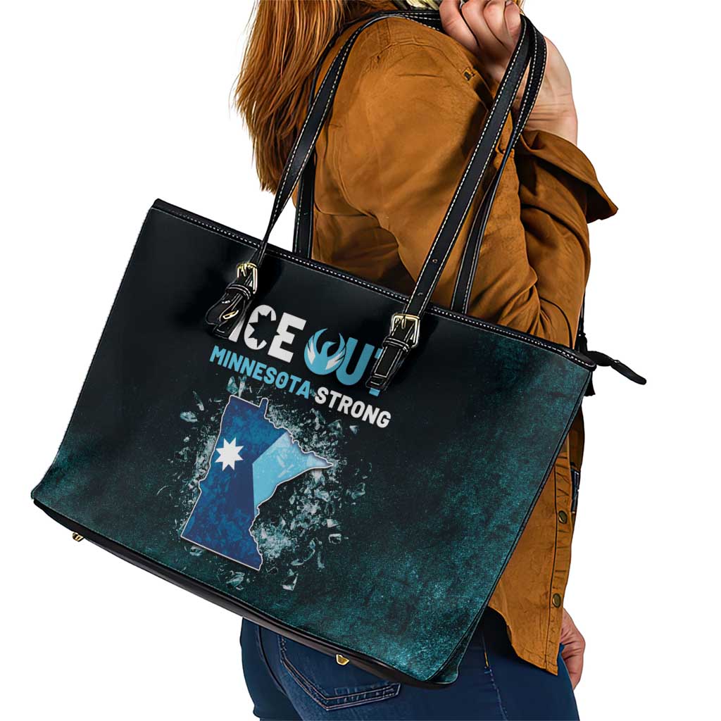 Ice Out Of Minnesota Leather Tote Bag State Flag Justice Protest Resistance