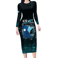 Personalized Ice Out Of Minnesota Long Sleeve Bodycon Dress State Flag Justice Protest Resistance