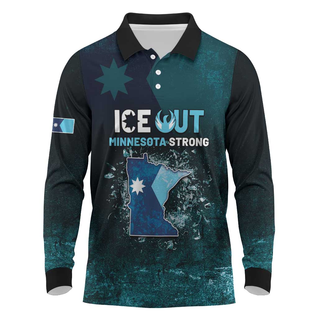 Personalized Ice Out Of Minnesota Long Sleeve Polo Shirt State Flag Justice Protest Resistance