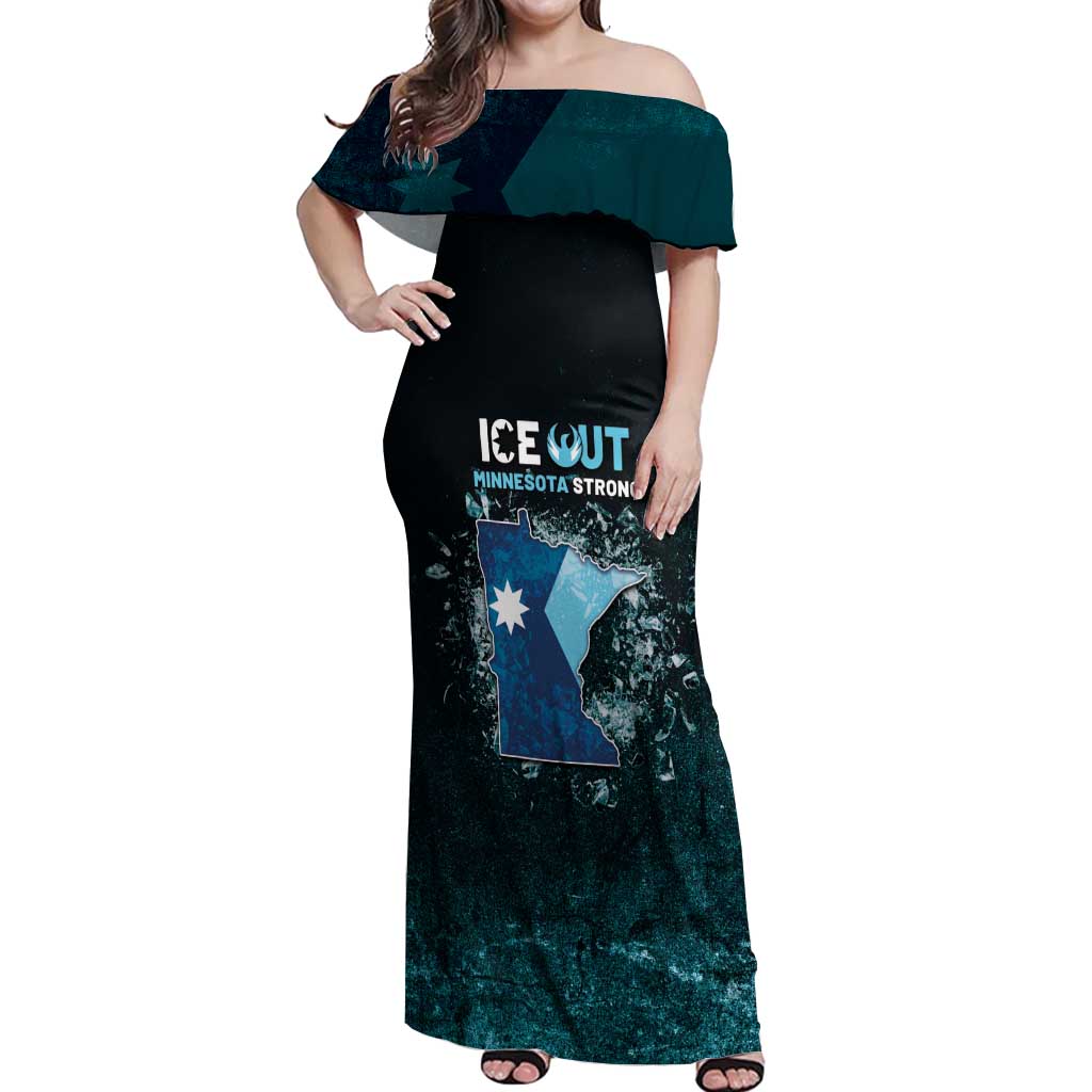 Personalized Ice Out Of Minnesota Off Shoulder Maxi Dress State Flag Justice Protest Resistance