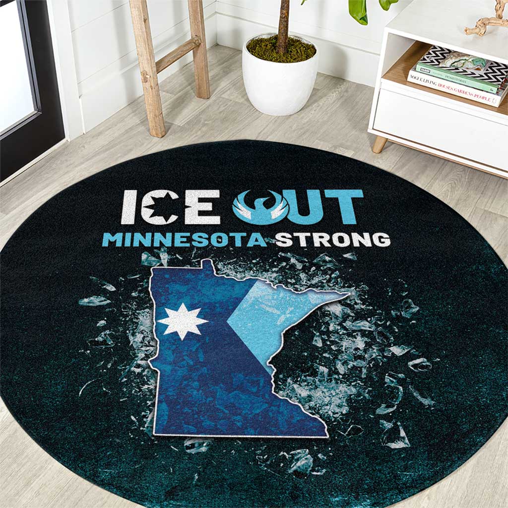 Ice Out Of Minnesota Round Carpet State Flag Justice Protest Resistance