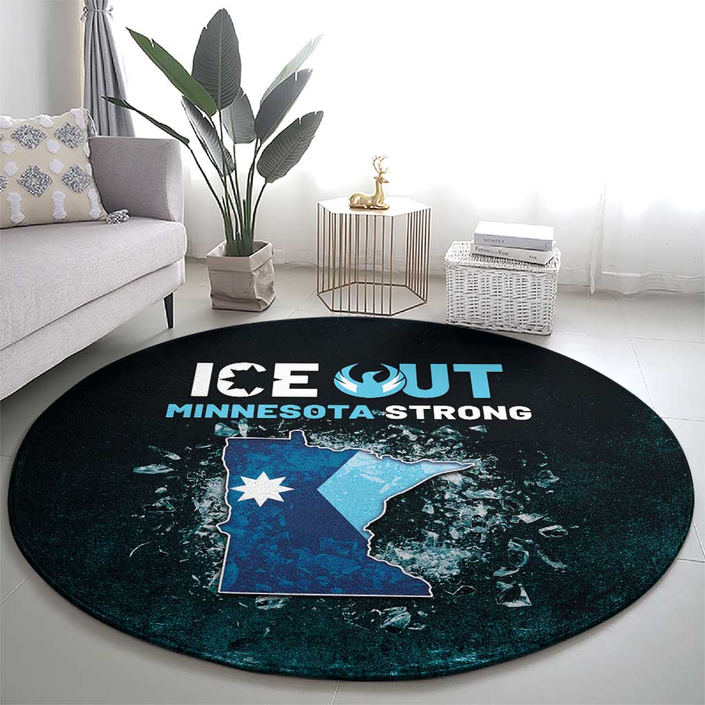 Ice Out Of Minnesota Round Carpet State Flag Justice Protest Resistance
