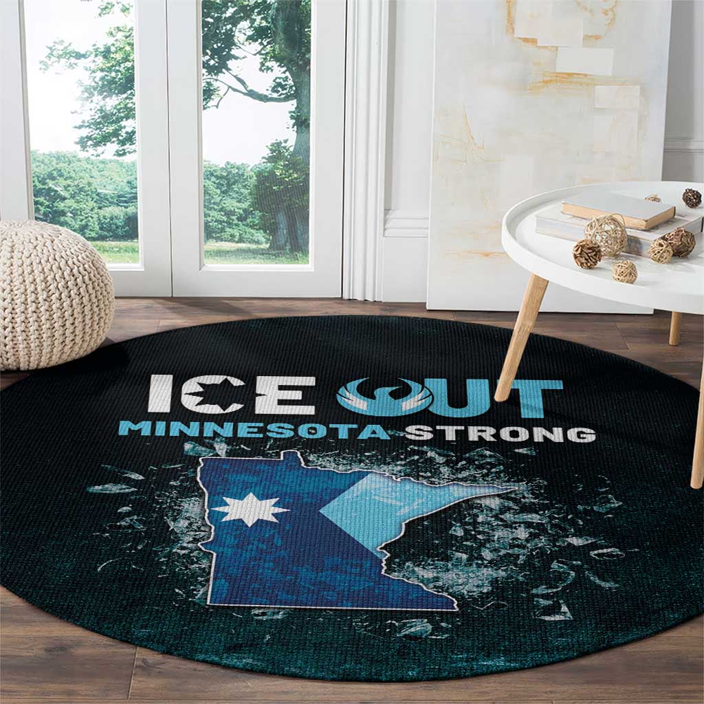 Ice Out Of Minnesota Round Carpet State Flag Justice Protest Resistance