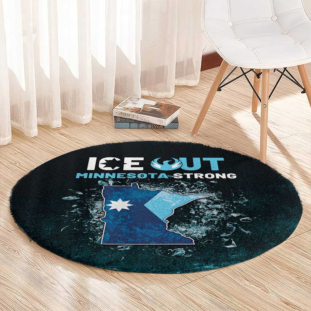 Ice Out Of Minnesota Round Carpet State Flag Justice Protest Resistance