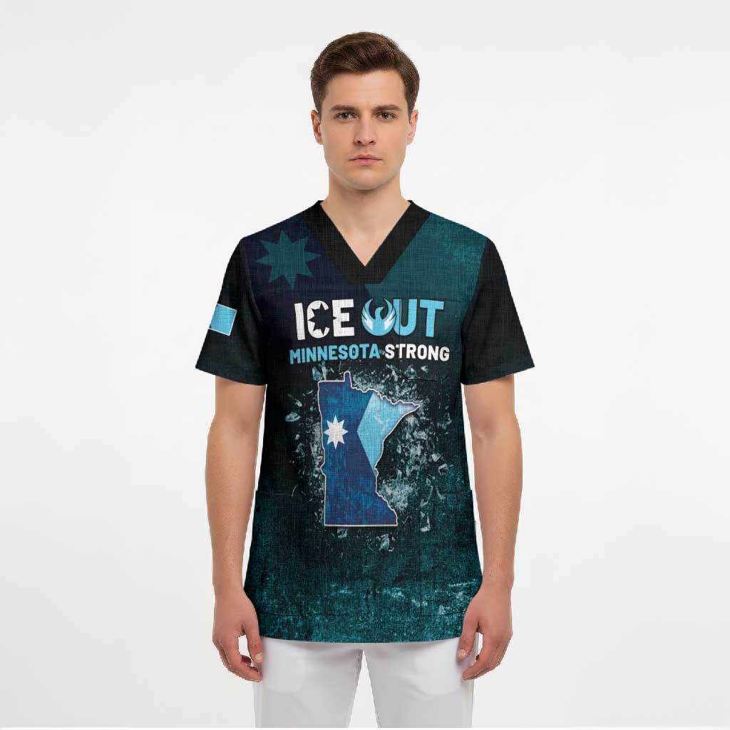 Personalized Ice Out Of Minnesota Scrub Top State Flag Justice Protest Resistance
