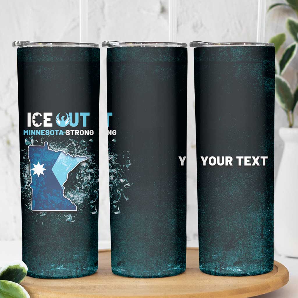 Personalized Ice Out Of Minnesota Skinny Tumbler State Flag Justice Protest Resistance