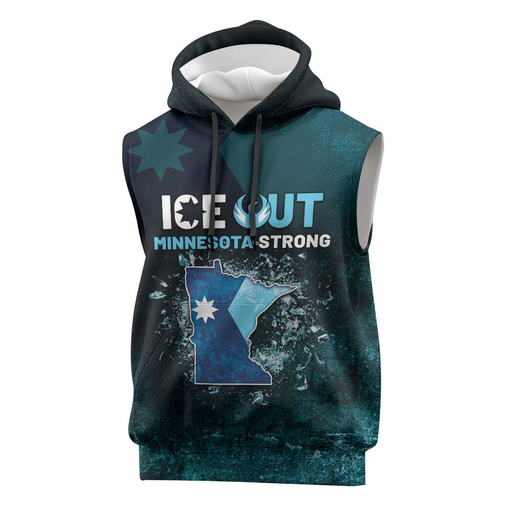 Personalized Ice Out Of Minnesota Sleeveless Hoodie State Flag Justice Protest Resistance