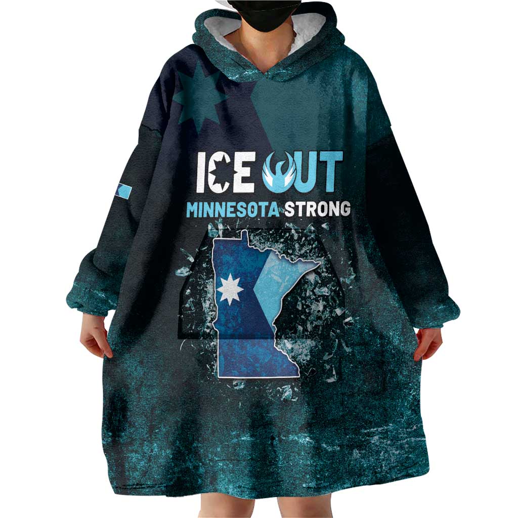 Personalized Ice Out Of Minnesota Wearable Blanket Hoodie State Flag Justice Protest Resistance