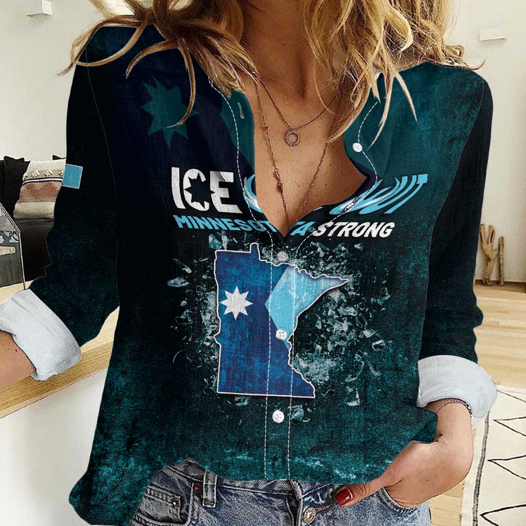 Personalized Ice Out Of Minnesota Women Casual Shirt State Flag Justice Protest Resistance