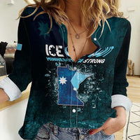 Personalized Ice Out Of Minnesota Women Casual Shirt State Flag Justice Protest Resistance