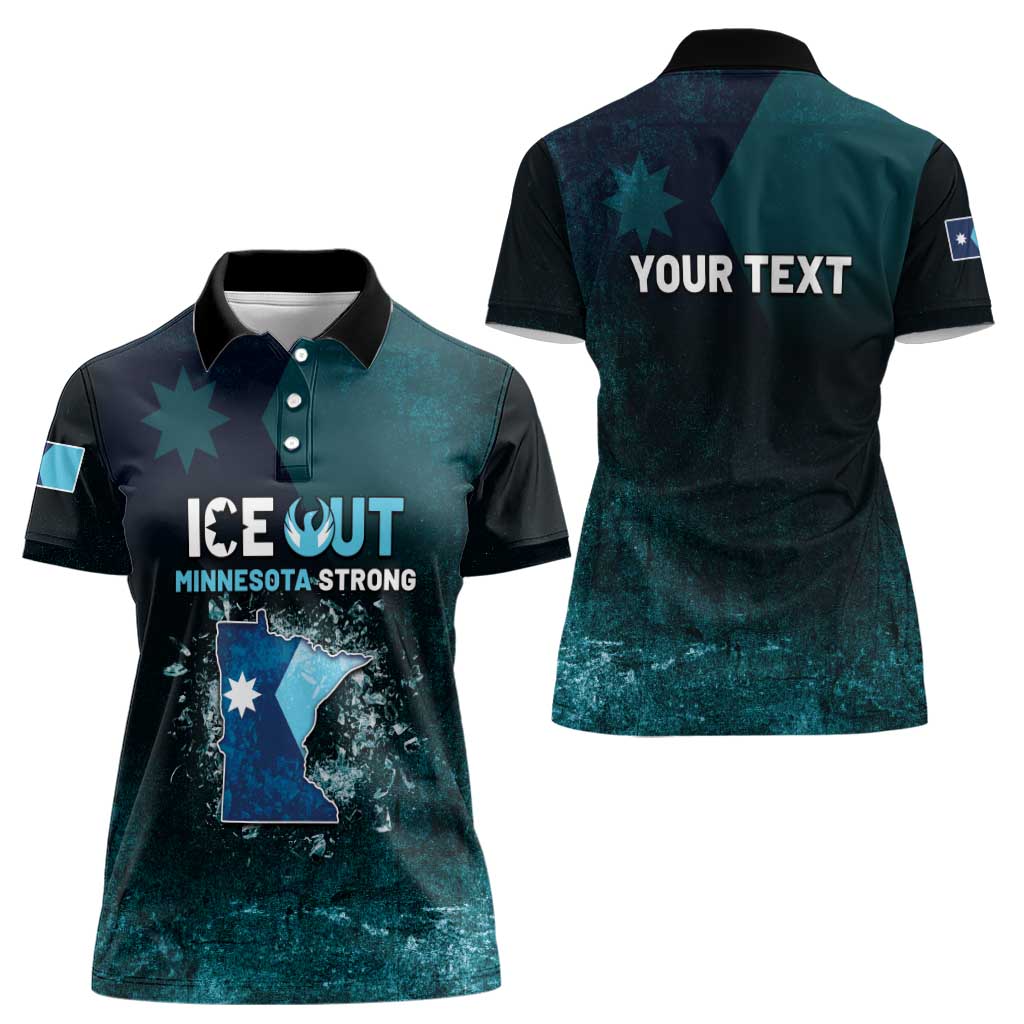 Personalized Ice Out Of Minnesota Women Polo Shirt State Flag Justice Protest Resistance