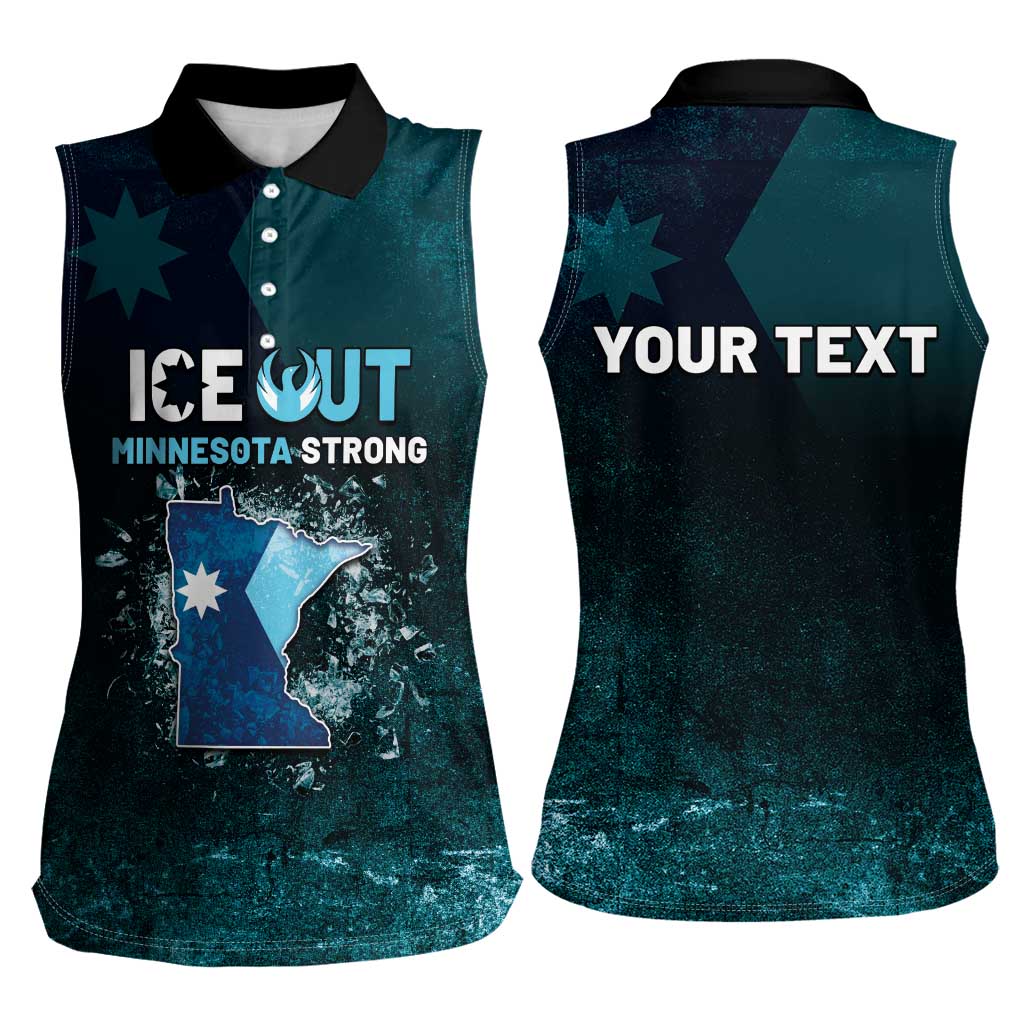Personalized Ice Out Of Minnesota Women Sleeveless Polo Shirt State Flag Justice Protest Resistance
