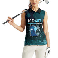 Personalized Ice Out Of Minnesota Women Sleeveless Polo Shirt State Flag Justice Protest Resistance
