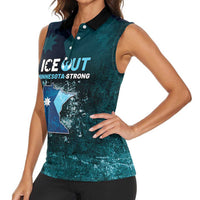 Personalized Ice Out Of Minnesota Women Sleeveless Polo Shirt State Flag Justice Protest Resistance