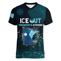 Personalized Ice Out Of Minnesota Women V-Neck T-Shirt State Flag Justice Protest Resistance