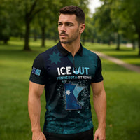 Personalized Ice Out Of Minnesota Zipper Polo Shirt State Flag Justice Protest Resistance