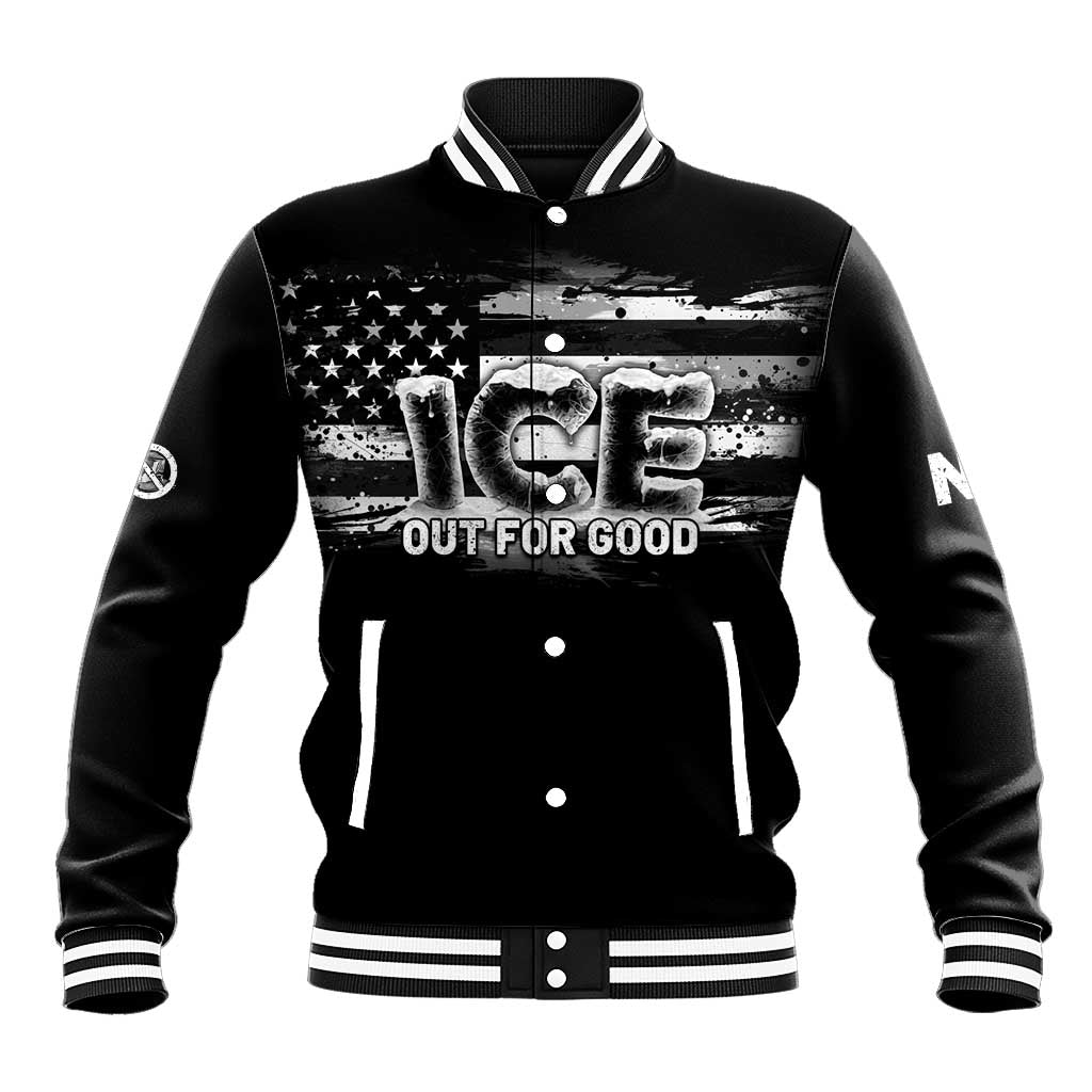Ice Out For Good Baseball Jacket No Ice Patriotic Protest
