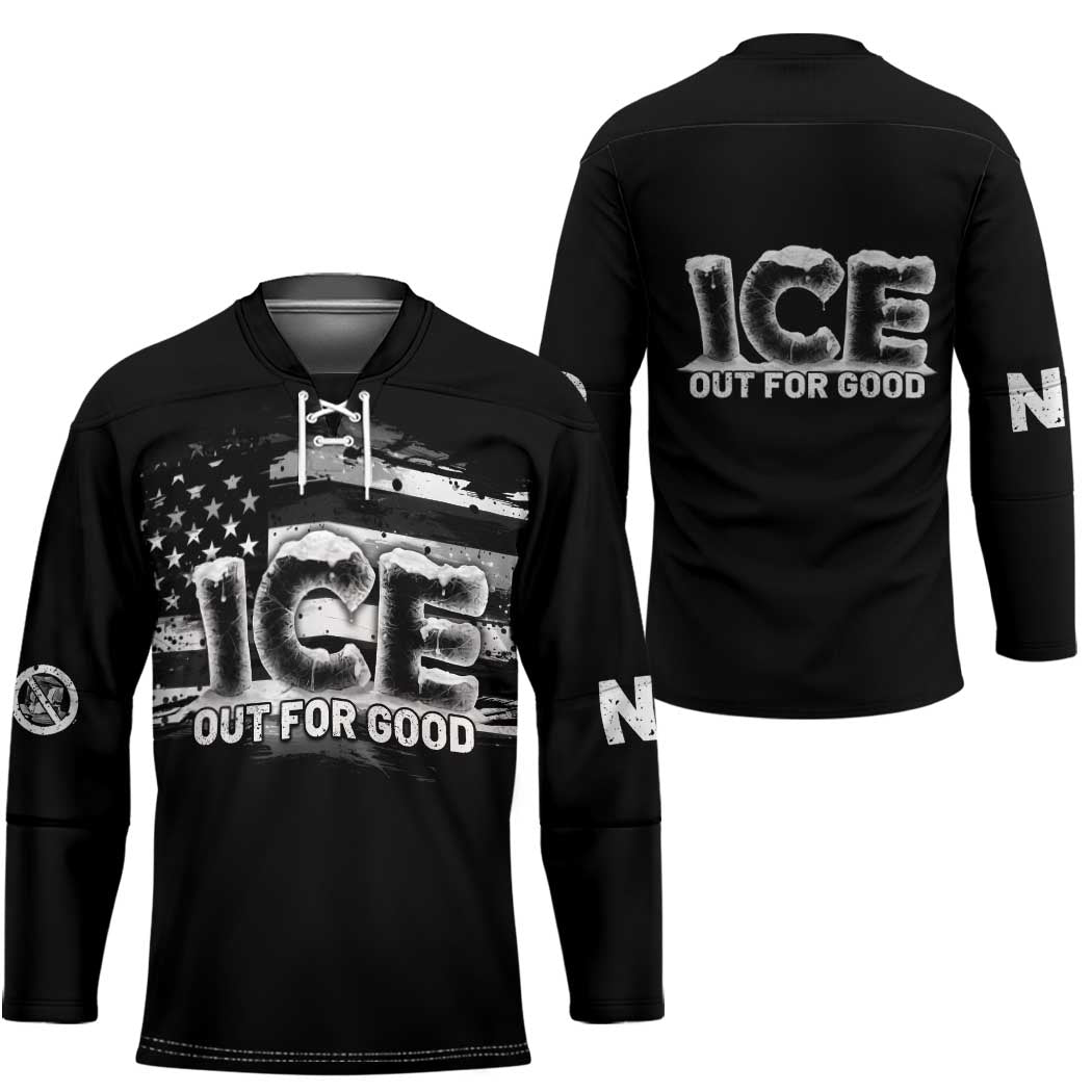 Ice Out For Good Hockey Jersey No Ice Patriotic Protest