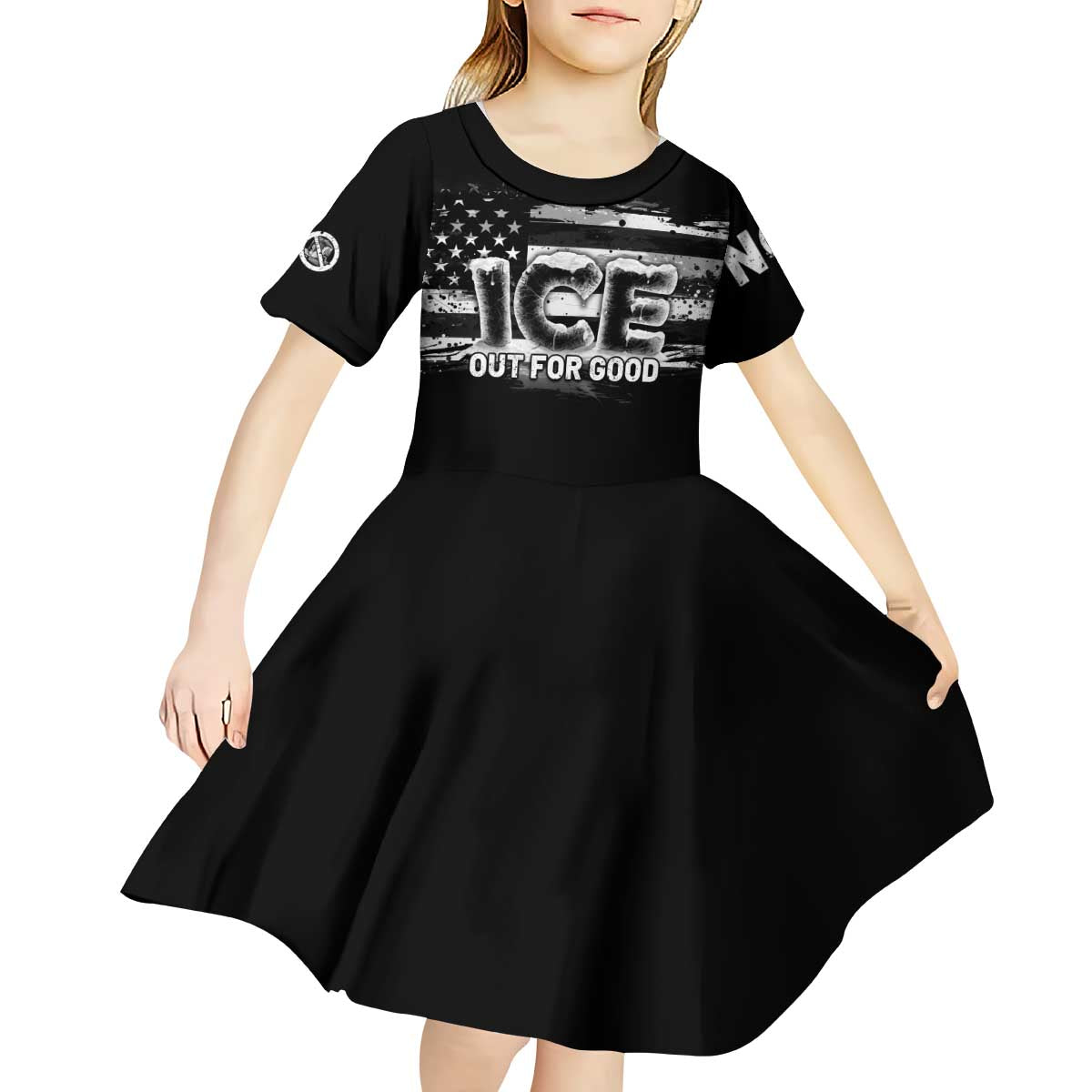 Ice Out For Good Kid Short Sleeve Dress No Ice Patriotic Protest