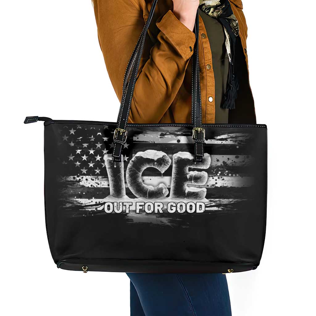 Ice Out For Good Leather Tote Bag No Ice Patriotic Protest