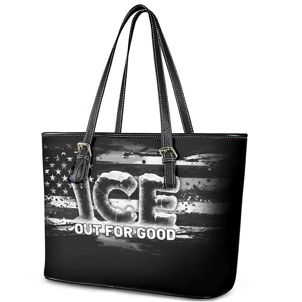 Ice Out For Good Leather Tote Bag No Ice Patriotic Protest