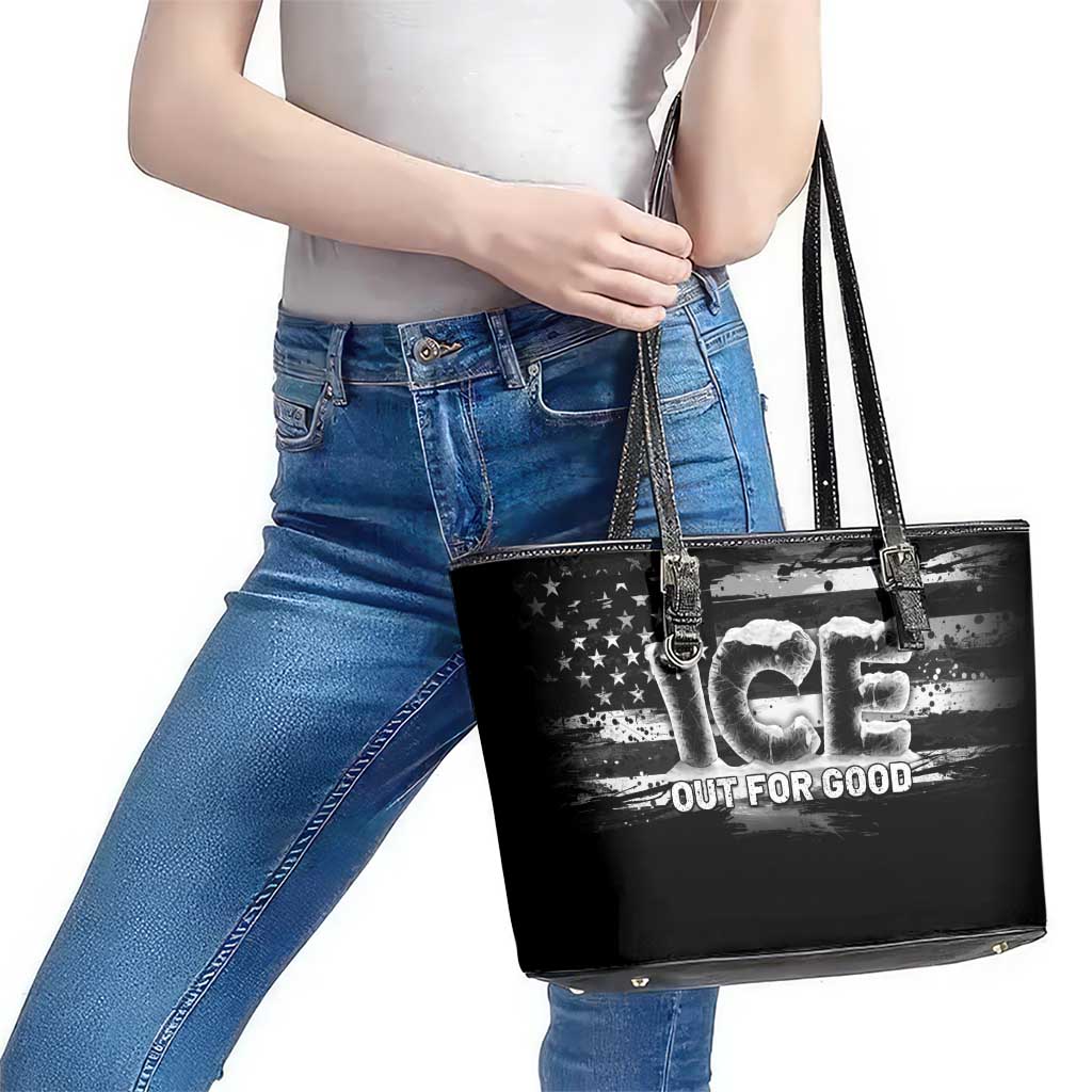 Ice Out For Good Leather Tote Bag No Ice Patriotic Protest