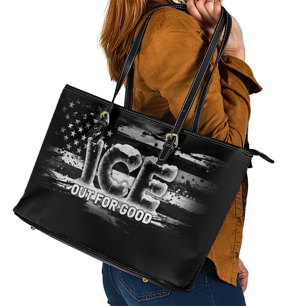 Ice Out For Good Leather Tote Bag No Ice Patriotic Protest