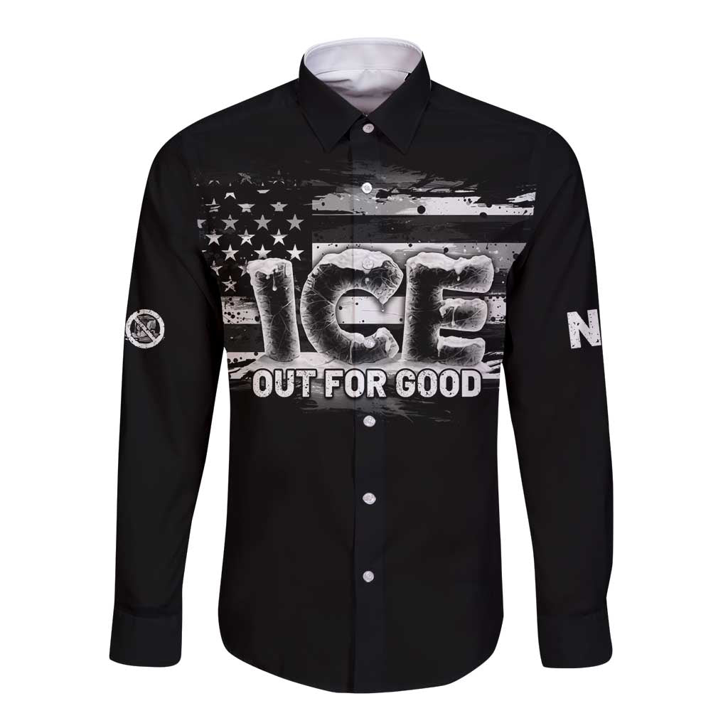 Ice Out For Good Long Sleeve Button Shirt No Ice Patriotic Protest