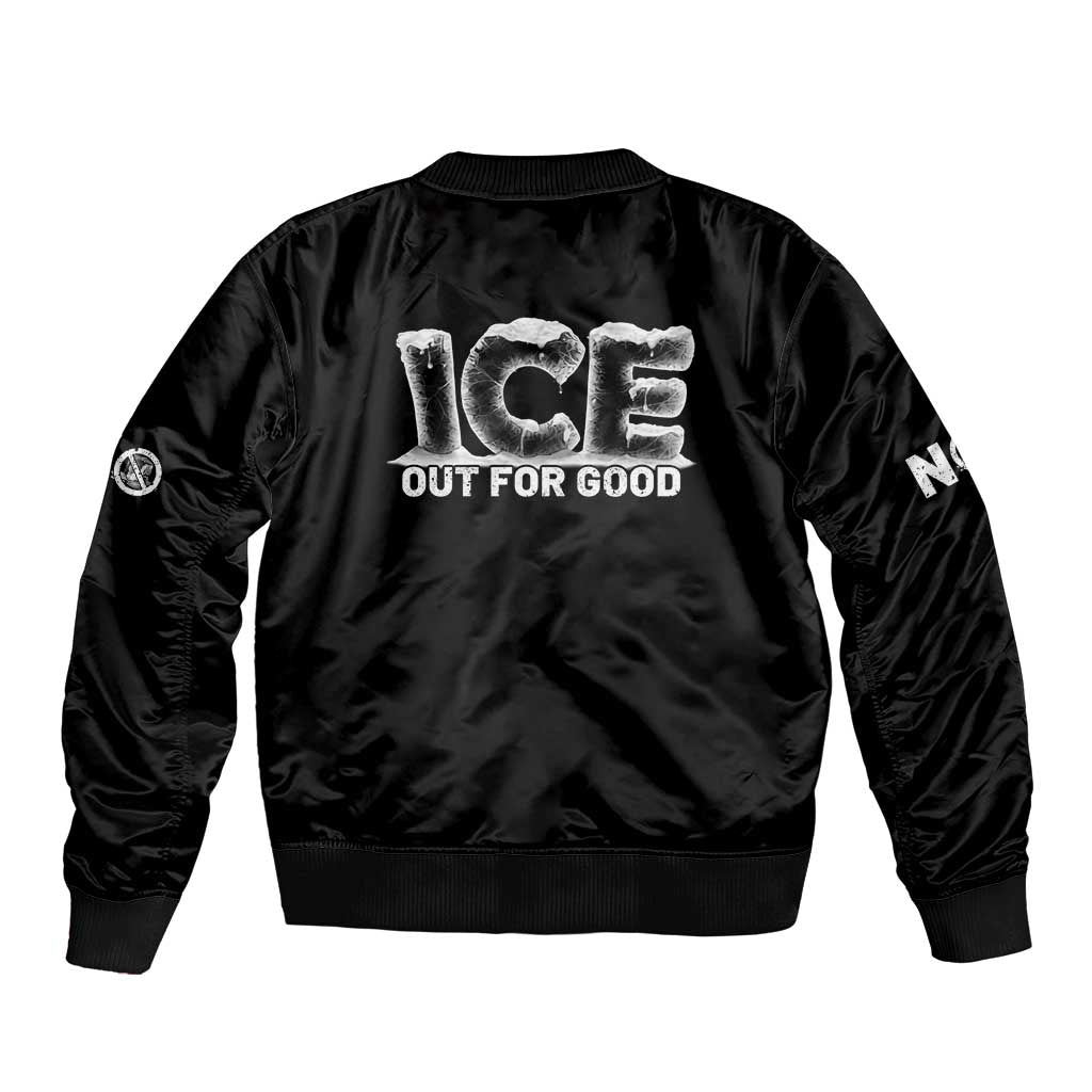 Ice Out For Good Sleeve Zip Bomber Jacket No Ice Patriotic Protest