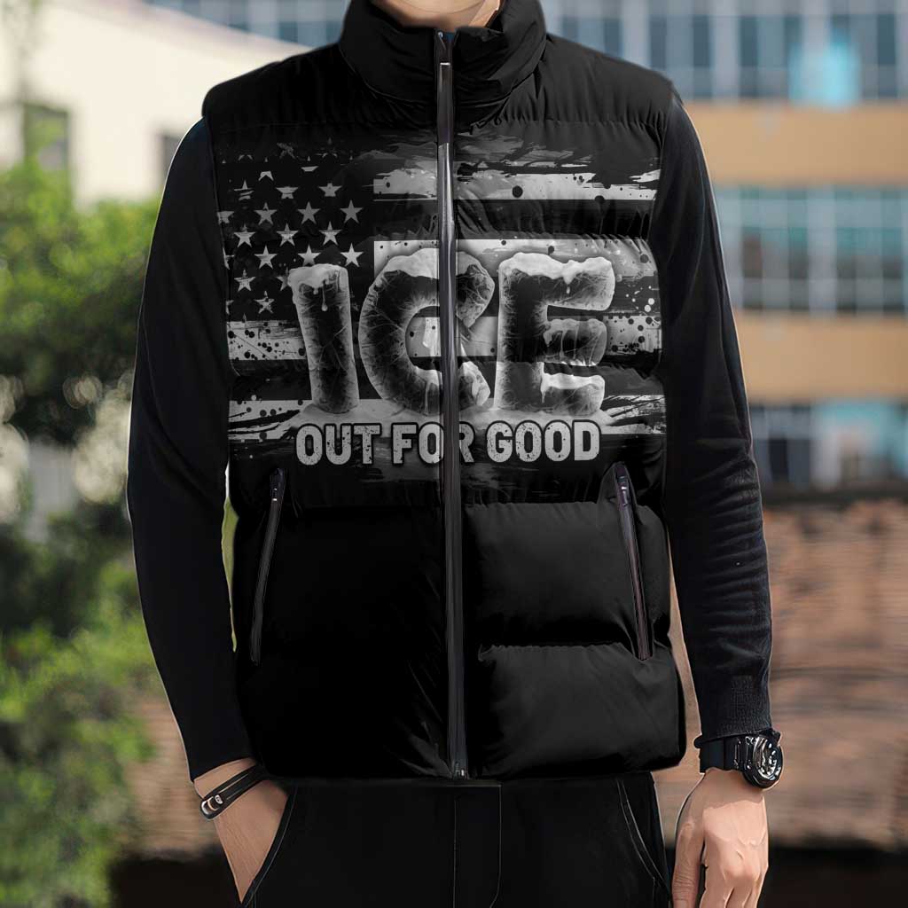 Ice Out For Good Sleeveless Puffer Jacket No Ice Patriotic Protest