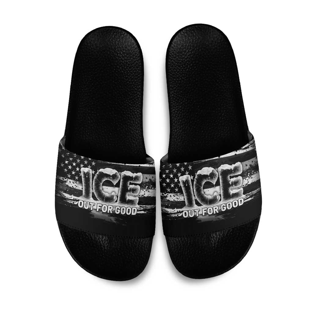 Ice Out For Good Slide Sandals No Ice Patriotic Protest