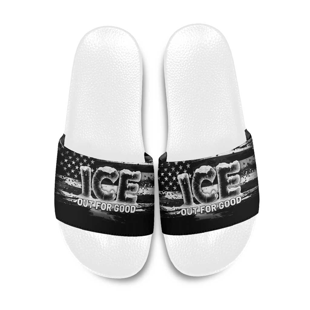 Ice Out For Good Slide Sandals No Ice Patriotic Protest