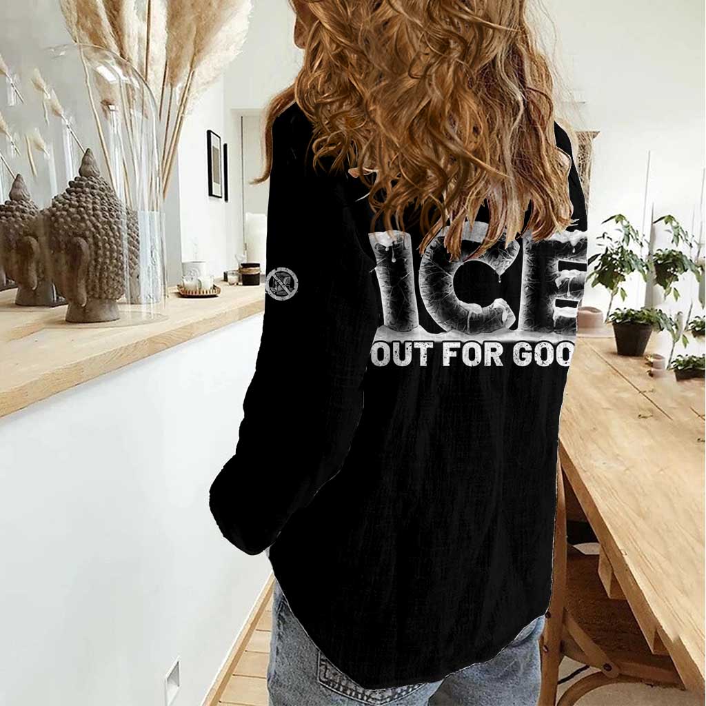 Ice Out For Good Women Casual Shirt No Ice Patriotic Protest
