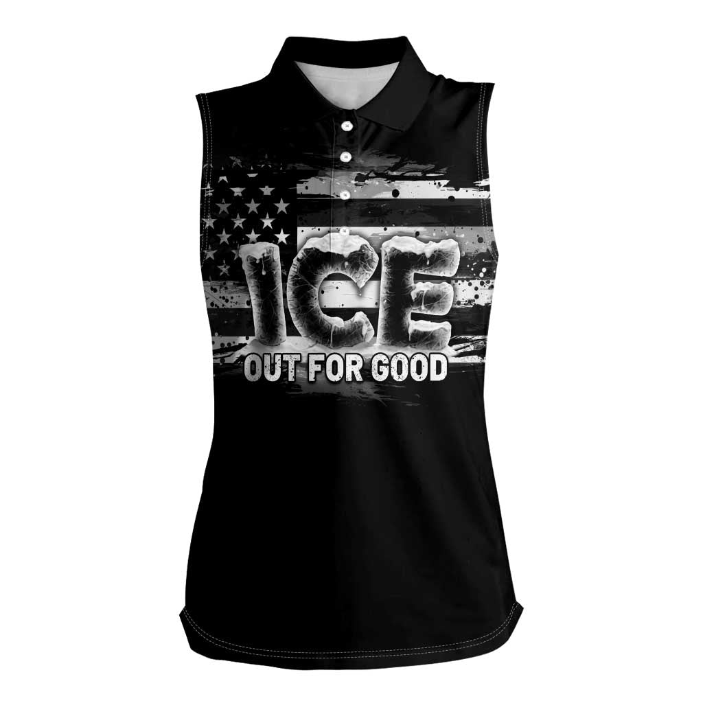 Ice Out For Good Women Sleeveless Polo Shirt No Ice Patriotic Protest