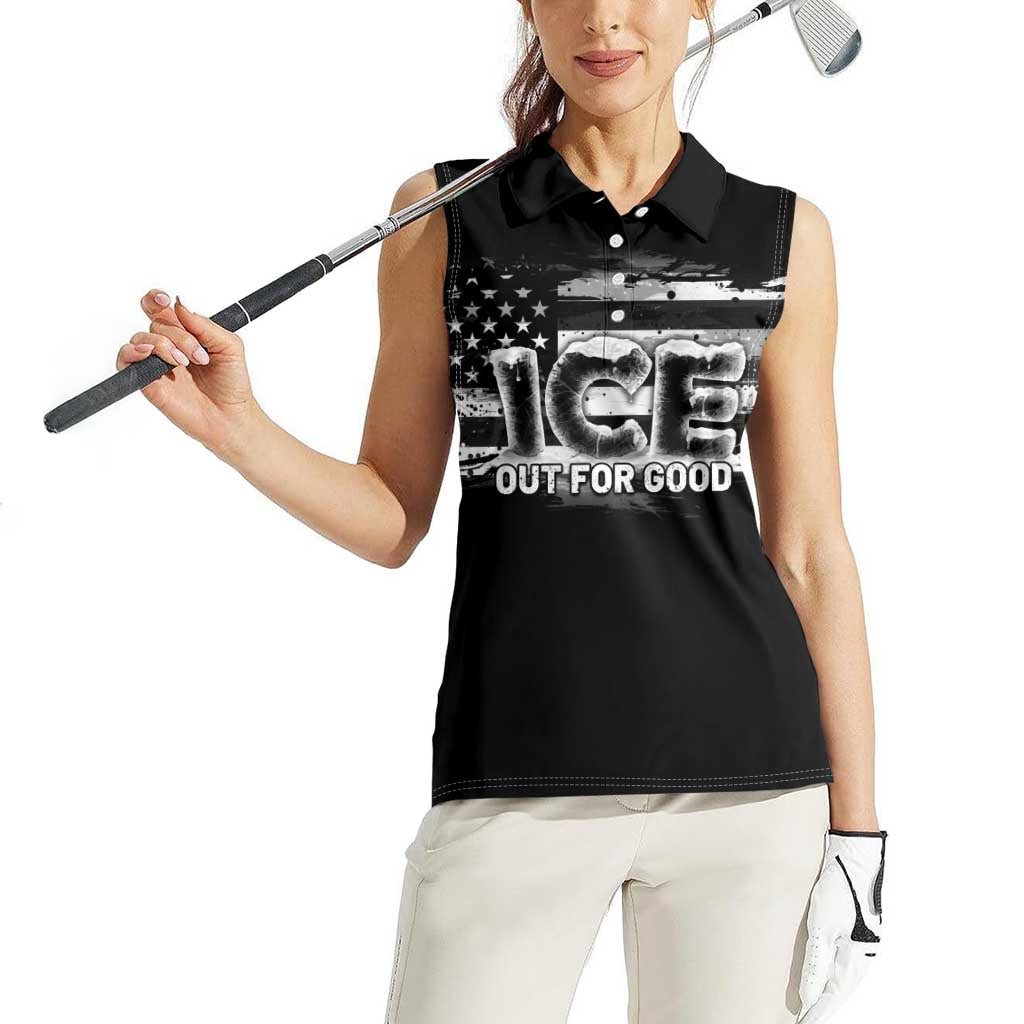 Ice Out For Good Women Sleeveless Polo Shirt No Ice Patriotic Protest