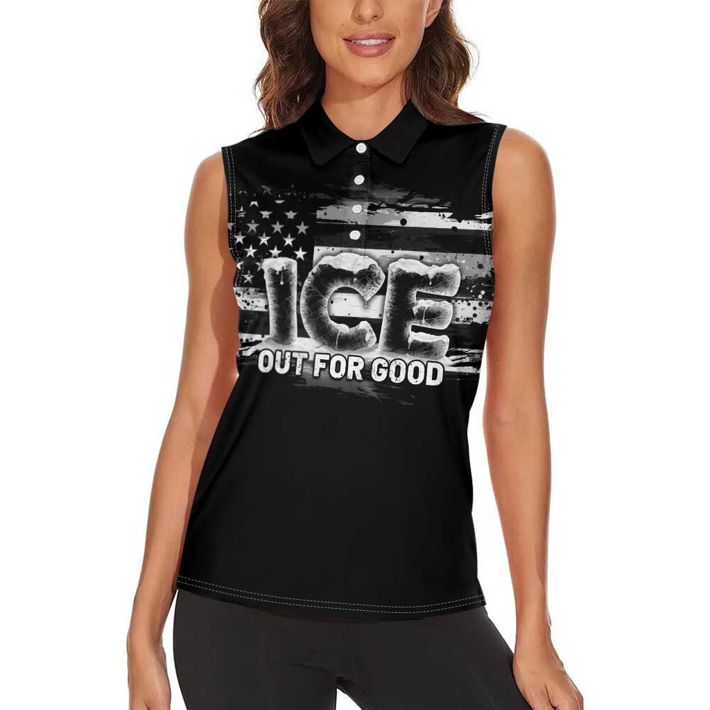 Ice Out For Good Women Sleeveless Polo Shirt No Ice Patriotic Protest