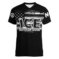 Ice Out For Good Women V-Neck T-Shirt No Ice Patriotic Protest