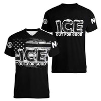 Ice Out For Good Women V-Neck T-Shirt No Ice Patriotic Protest