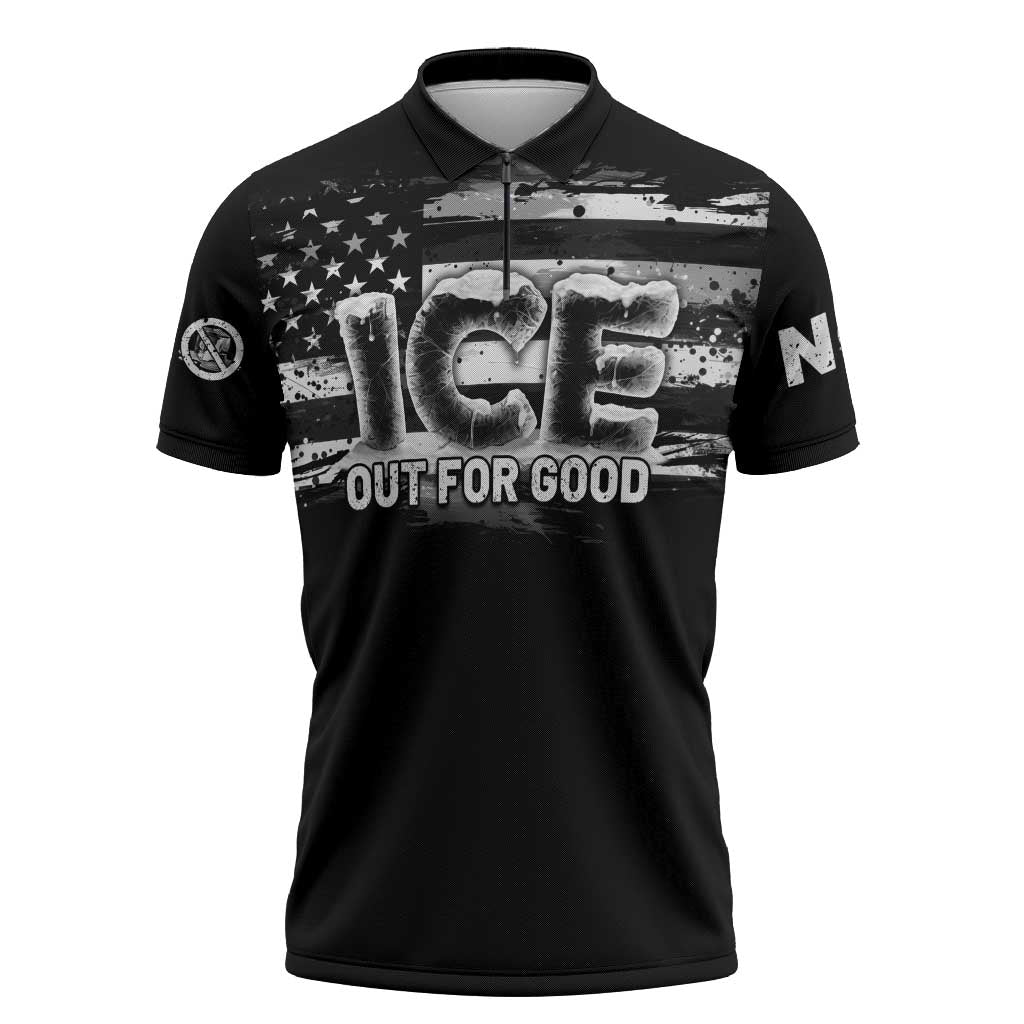 Ice Out For Good Zipper Polo Shirt No Ice Patriotic Protest