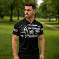 Ice Out For Good Zipper Polo Shirt No Ice Patriotic Protest