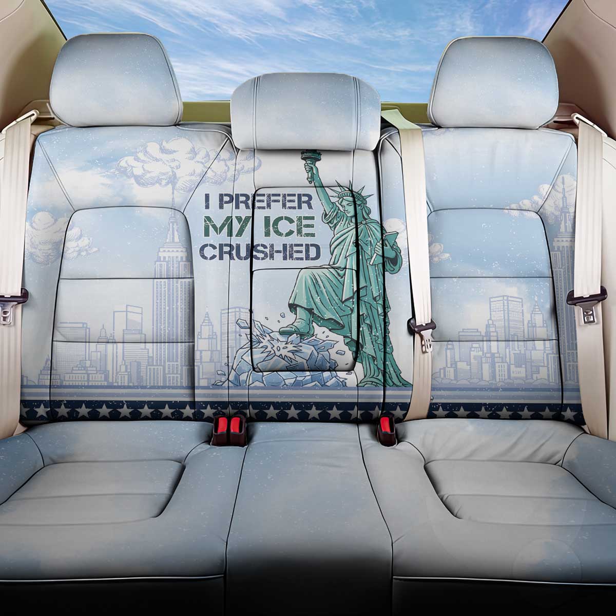 I Prefer My Ice Crushed Back Car Seat Cover Retro Style