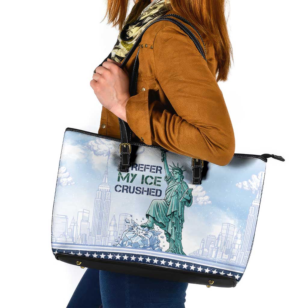 I Prefer My Ice Crushed Leather Tote Bag Retro Style