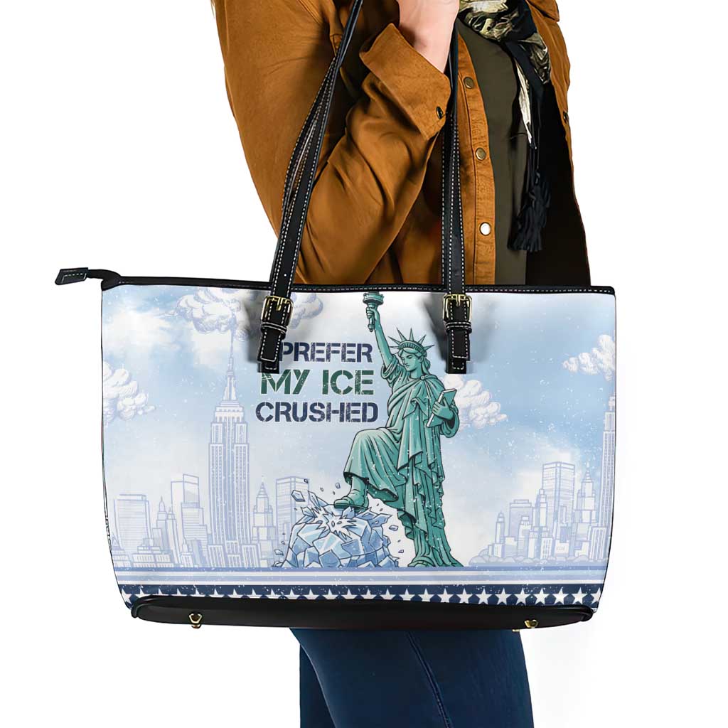 I Prefer My Ice Crushed Leather Tote Bag Retro Style