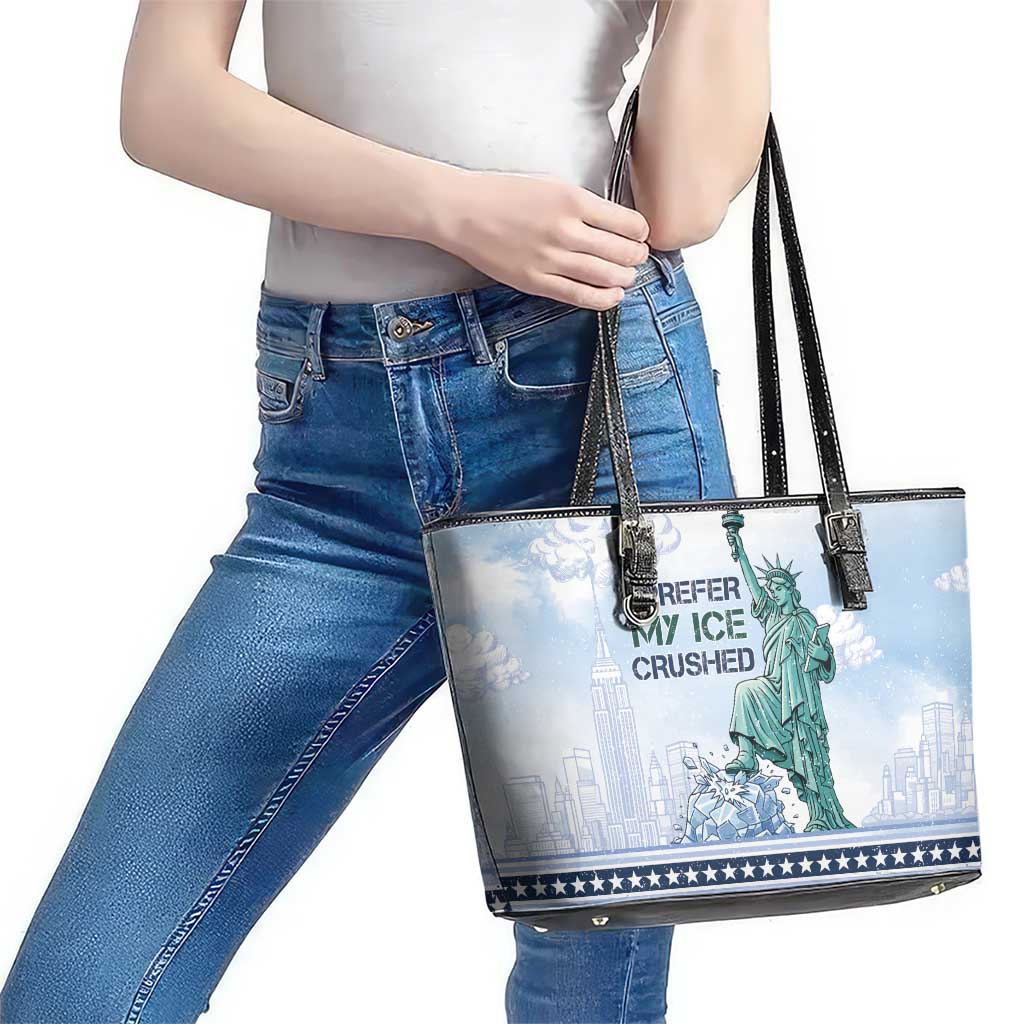 I Prefer My Ice Crushed Leather Tote Bag Retro Style